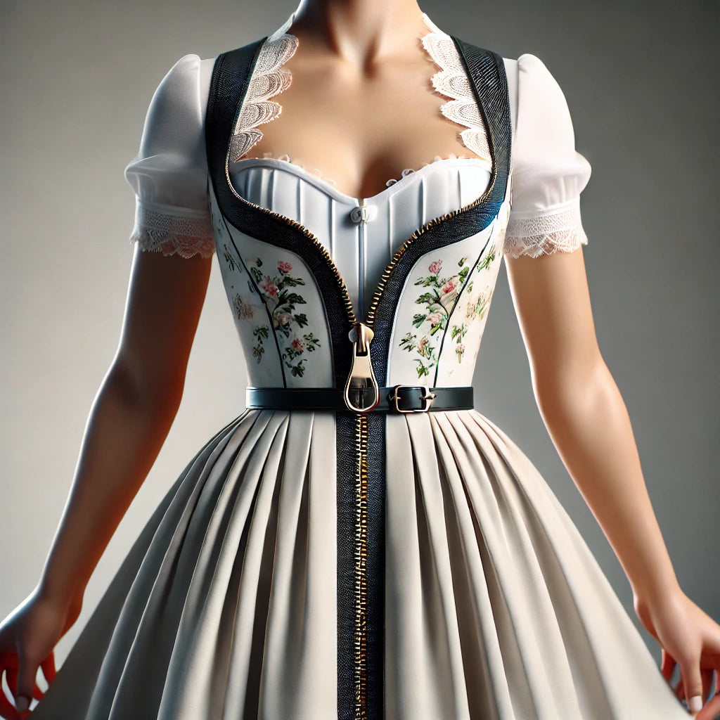The Ehrreaower dirndl: Perfektní rovnováha mezi tradicí a moderností se zipem na přední straně